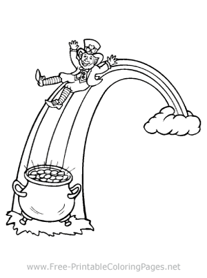 Leprechaun and Pot of gold Coloring Page
