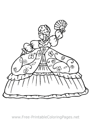 Woman in Large Gown Coloring Page
