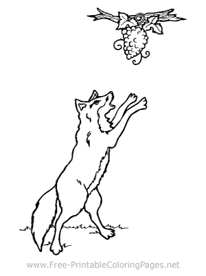 Wolf and Grapes Coloring Page