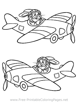 Bunny Pilot Coloring Page